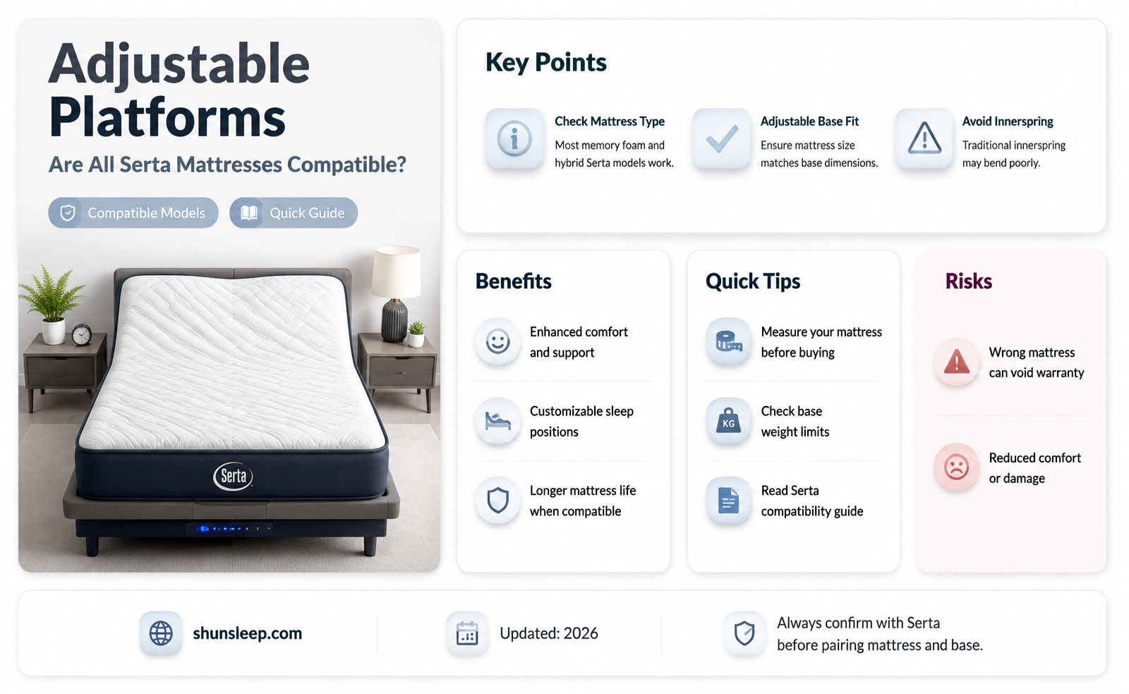 can all serta perfect sleeper mattresses use adjustable platform