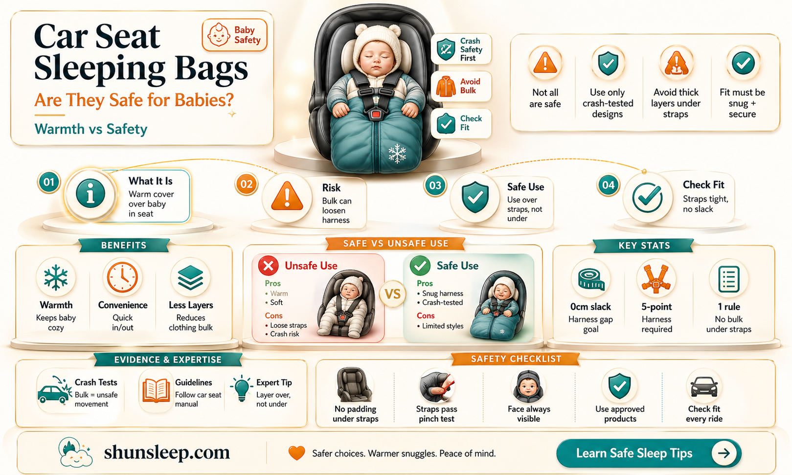 are car seat sleeping bags safe