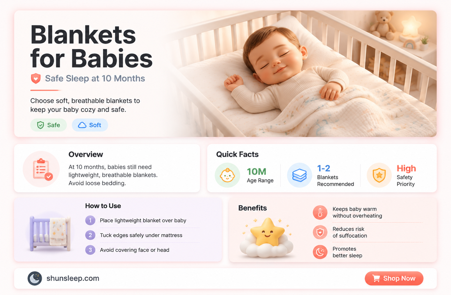 can a 10 month old sleep with a blanket