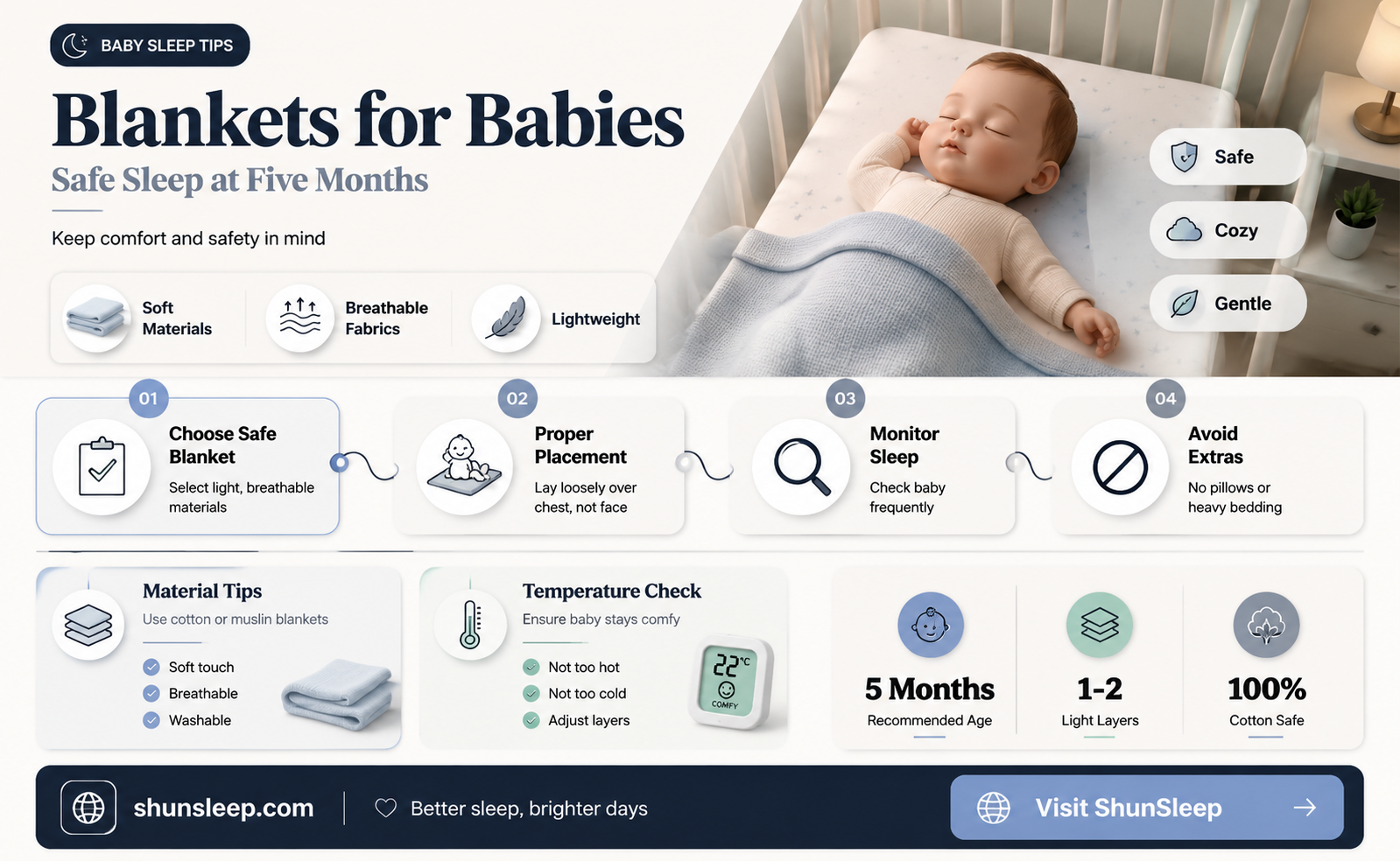 can 5 month old sleep with blanket