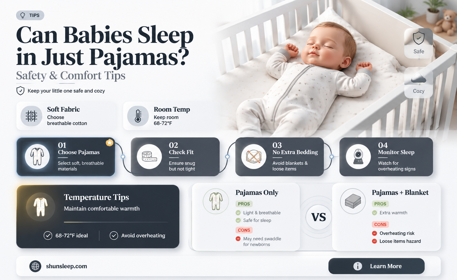 can a baby sleep in just pajamas