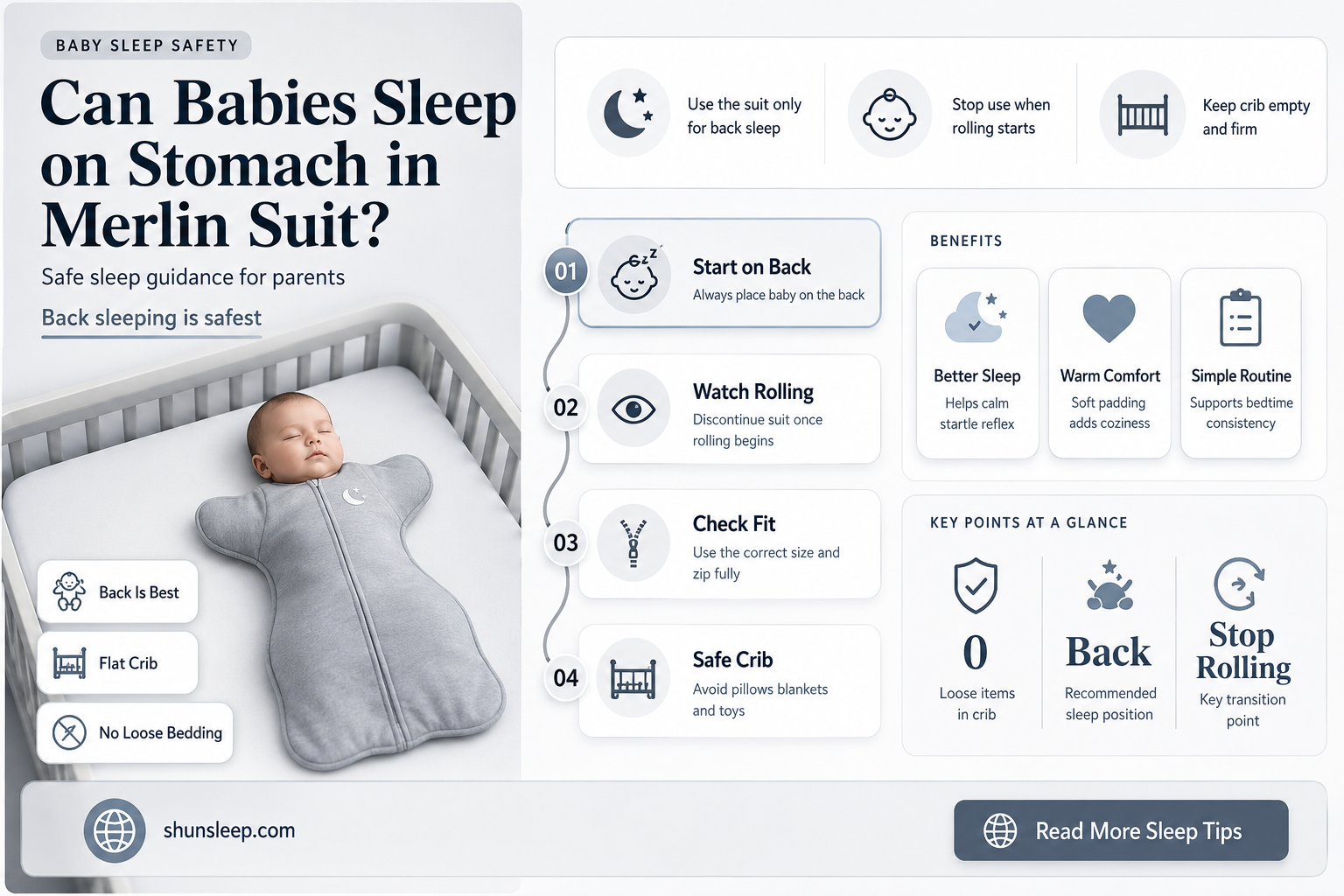 can babies sleep on stomach in merlin suit