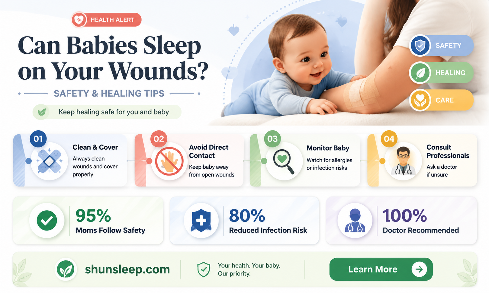 can a baby sleep on your wounds