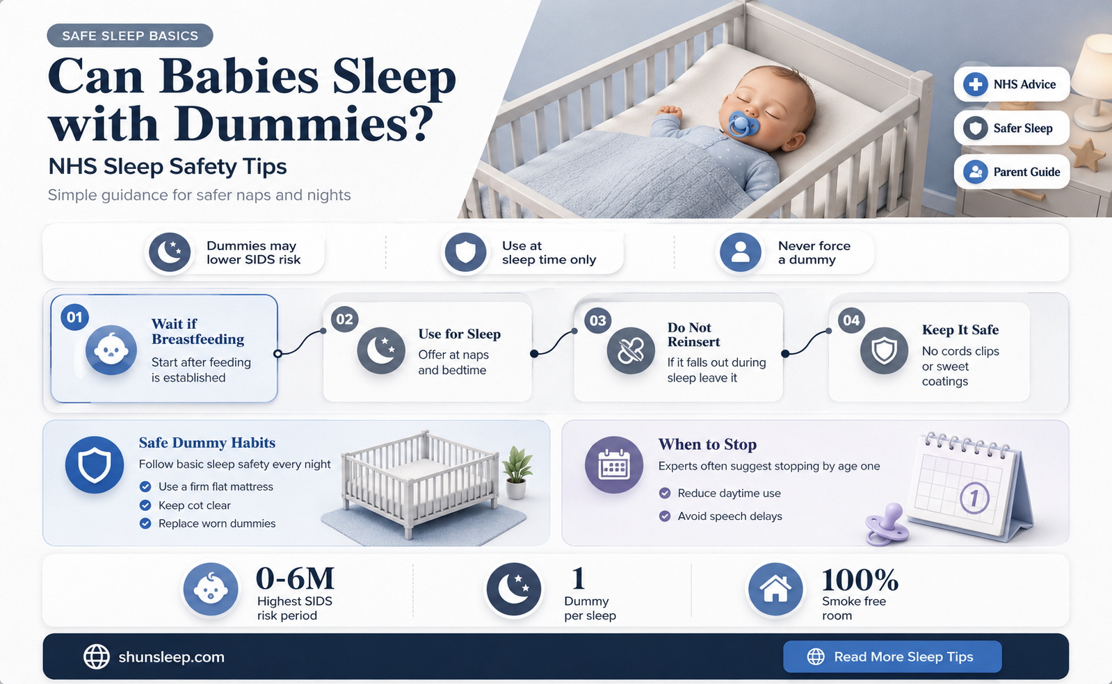 can babies sleep with dummies nhs