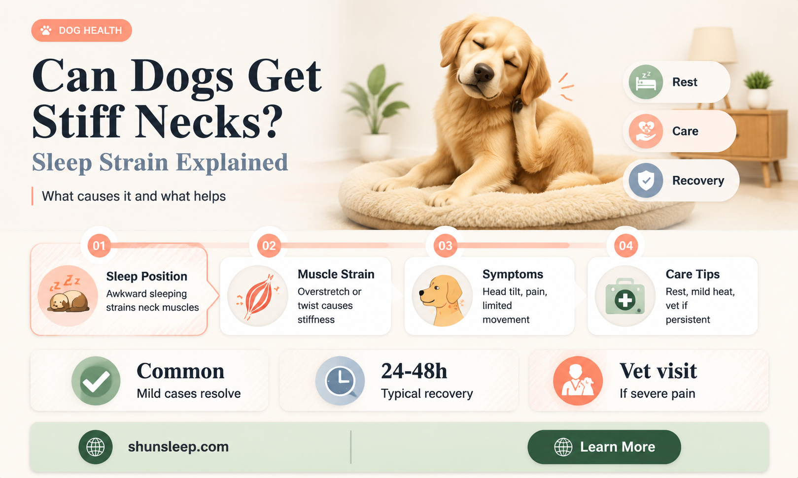 can dogs get stiff necks from sleeping wrong