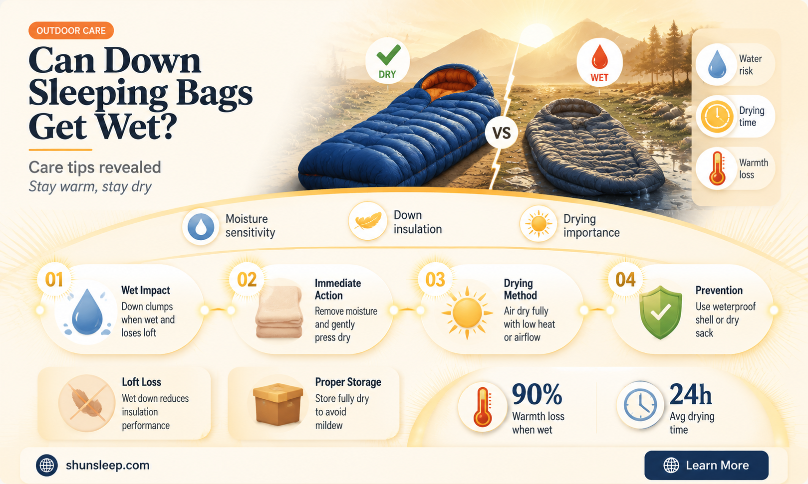 can down sleeping bags get wet