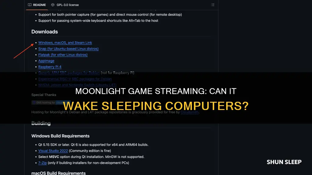 can moonlight game streaming wake a computer from sleep