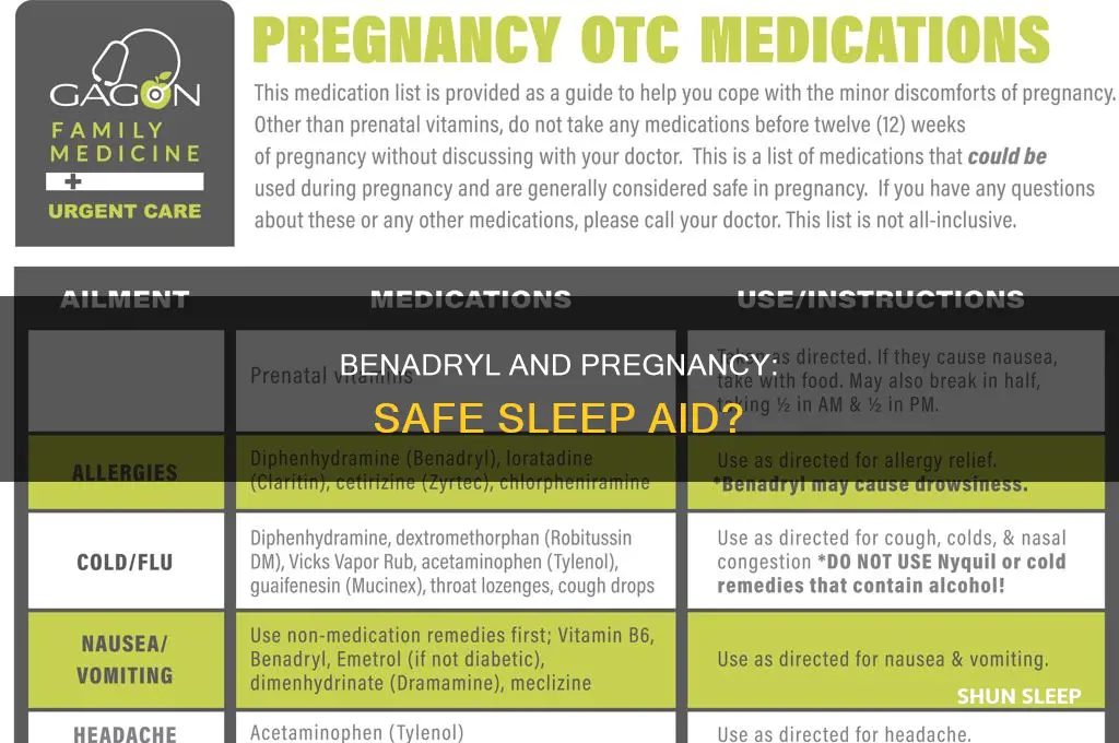 can you take benadryl to sleep while pregnant