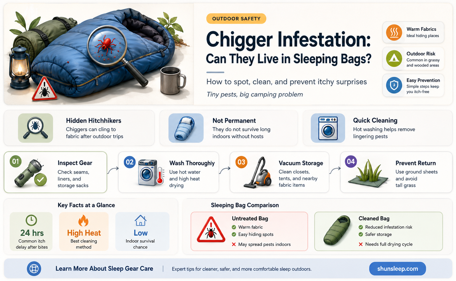 can chiggers live in sleeping bags