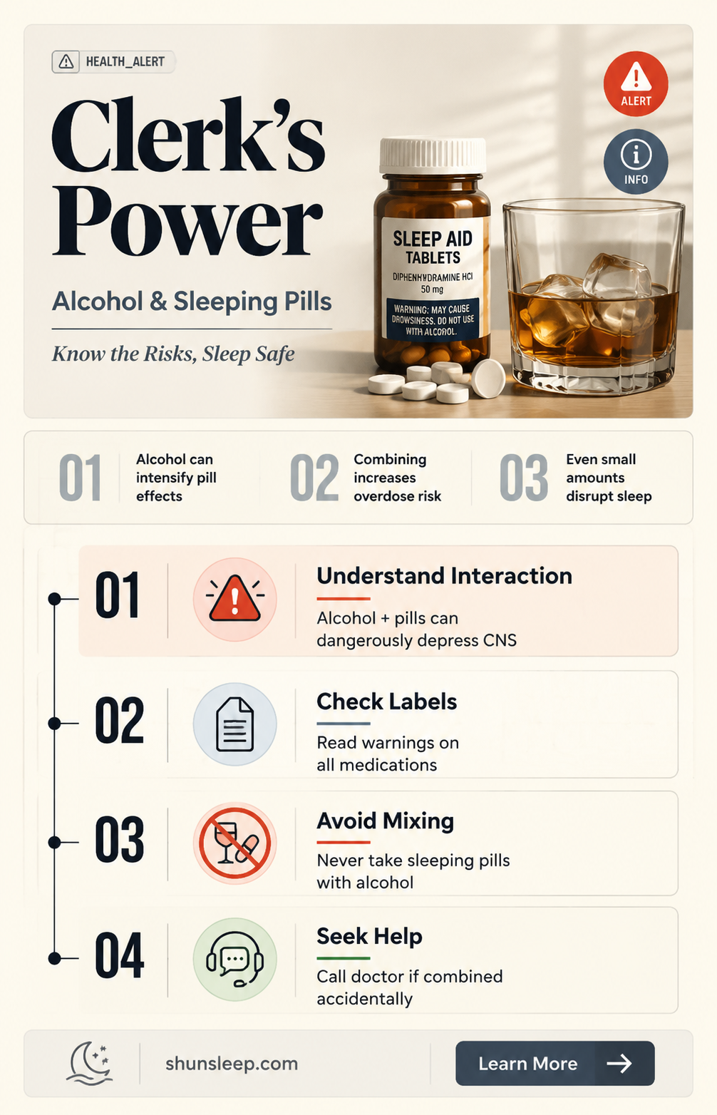 can a clerk dent buying alcohol and sleeping pills