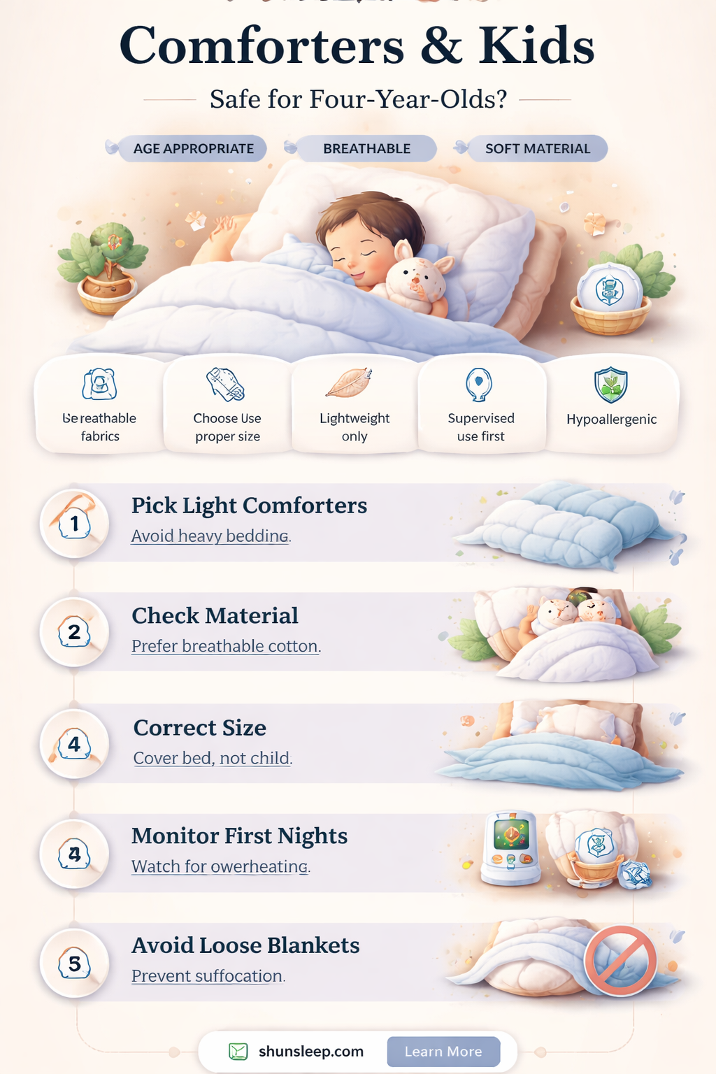 can 4 year old sleep with comforter
