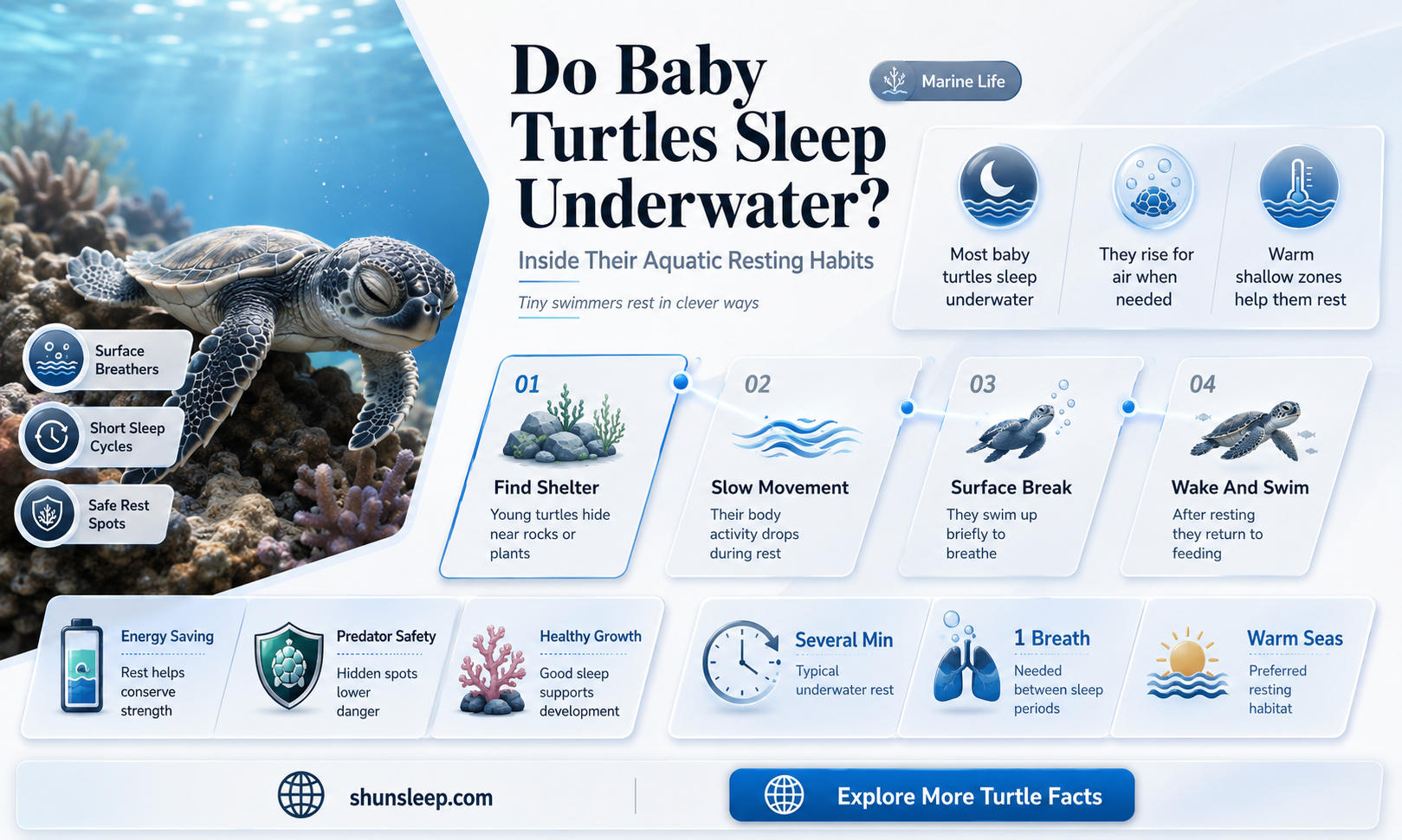 can baby turtles sleep underwater