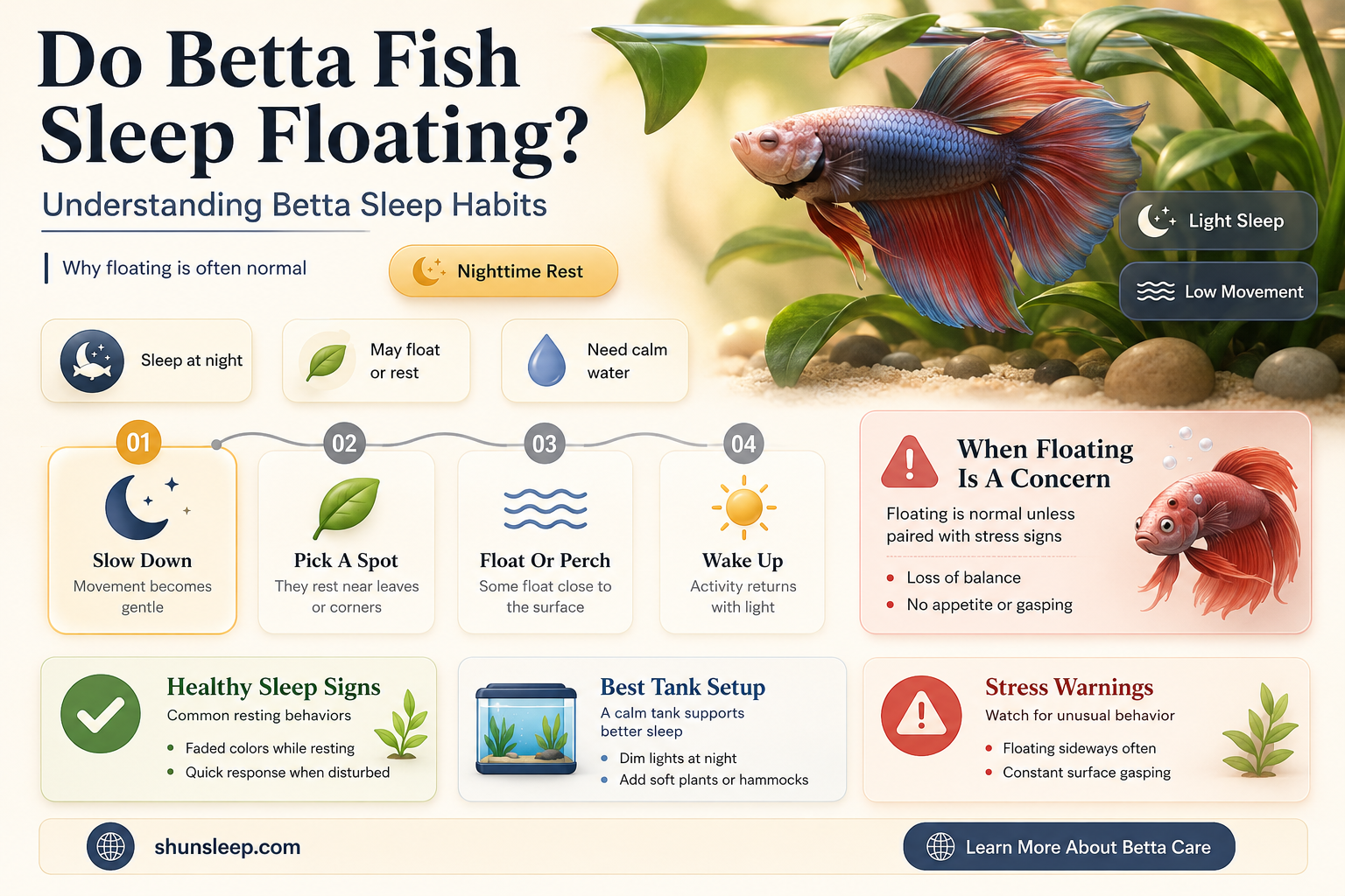 can betta fish sleep floating