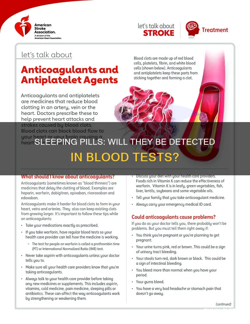 do sleeping pills show up on blood test