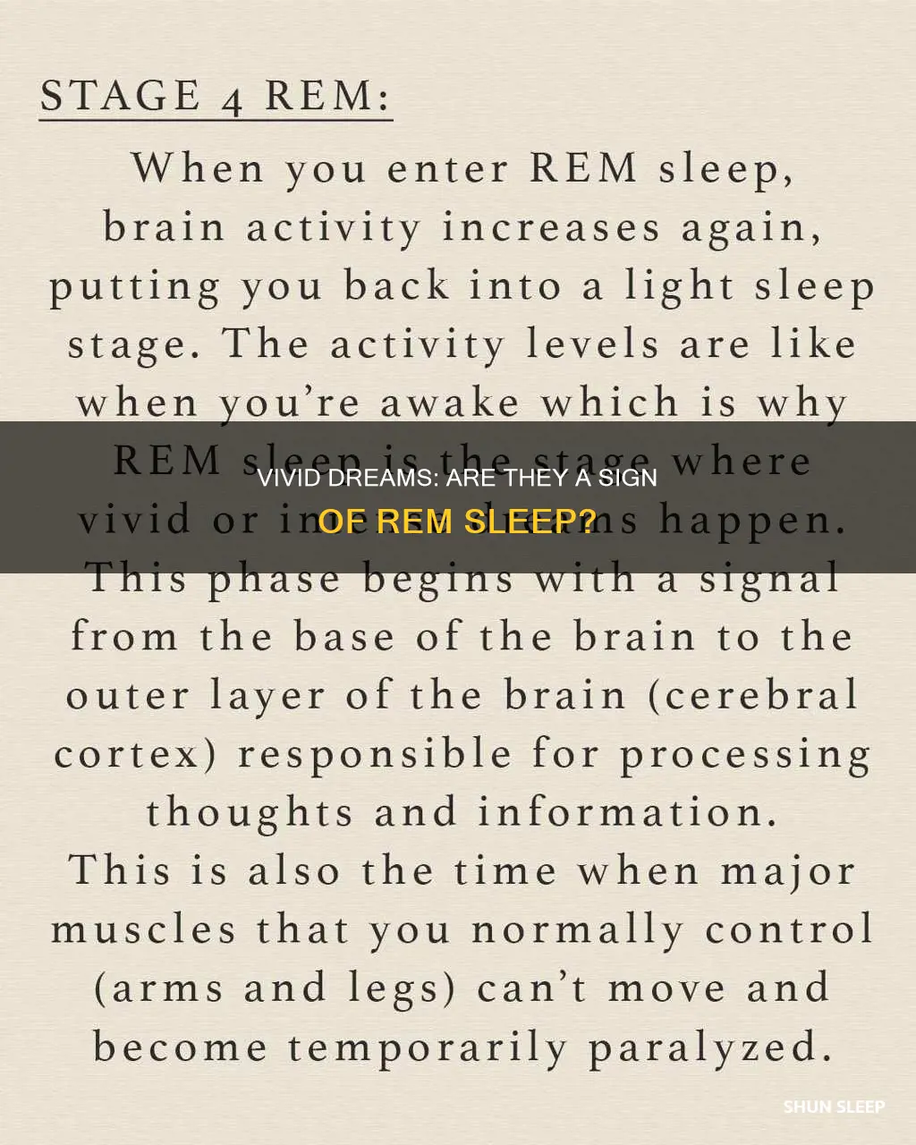 do vivid dreams mean rem sleep