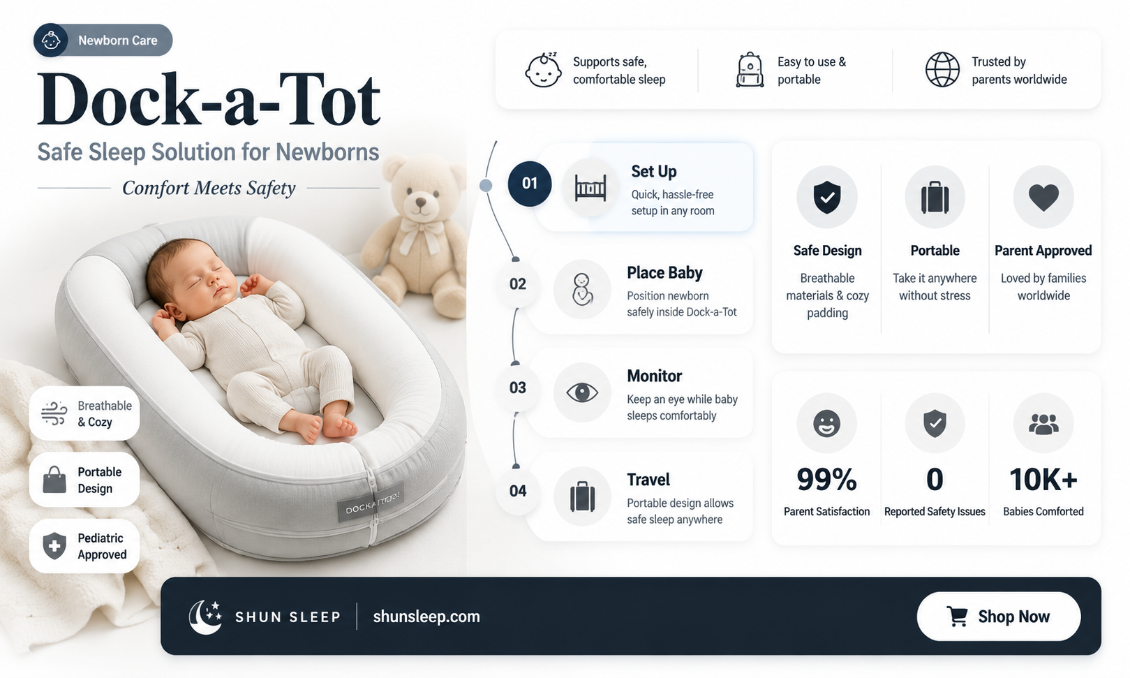 can a newborn sleep in dock a tot