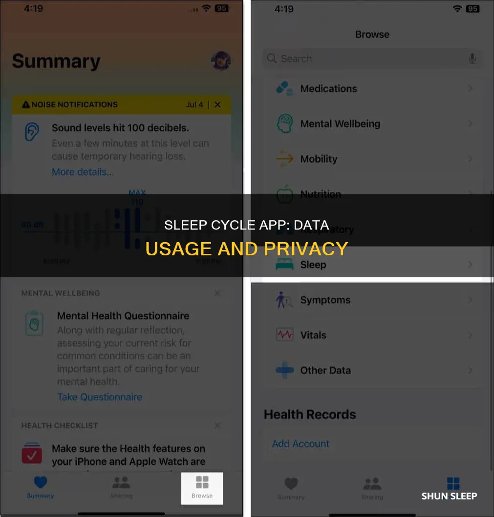 does sleep cycle app use data