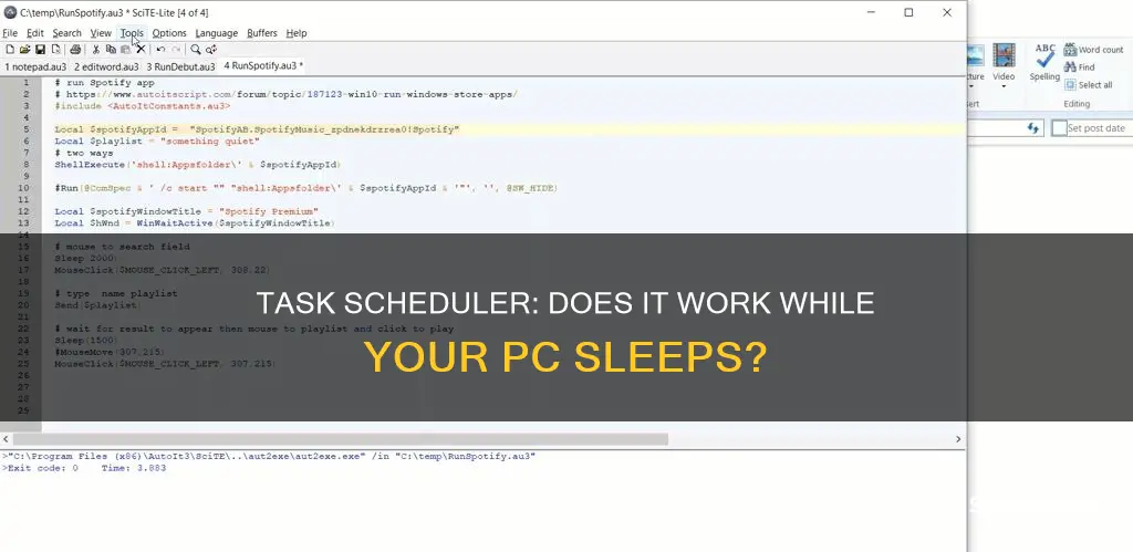 does task scheduler work when computer is sleeping