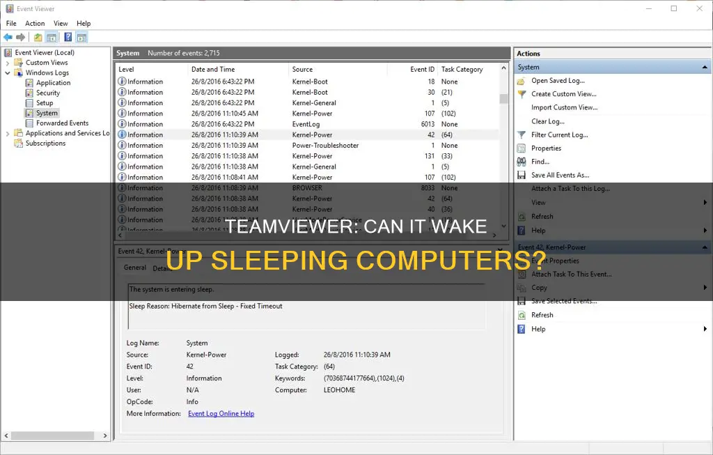 does team viewer wake up your computer from sleep