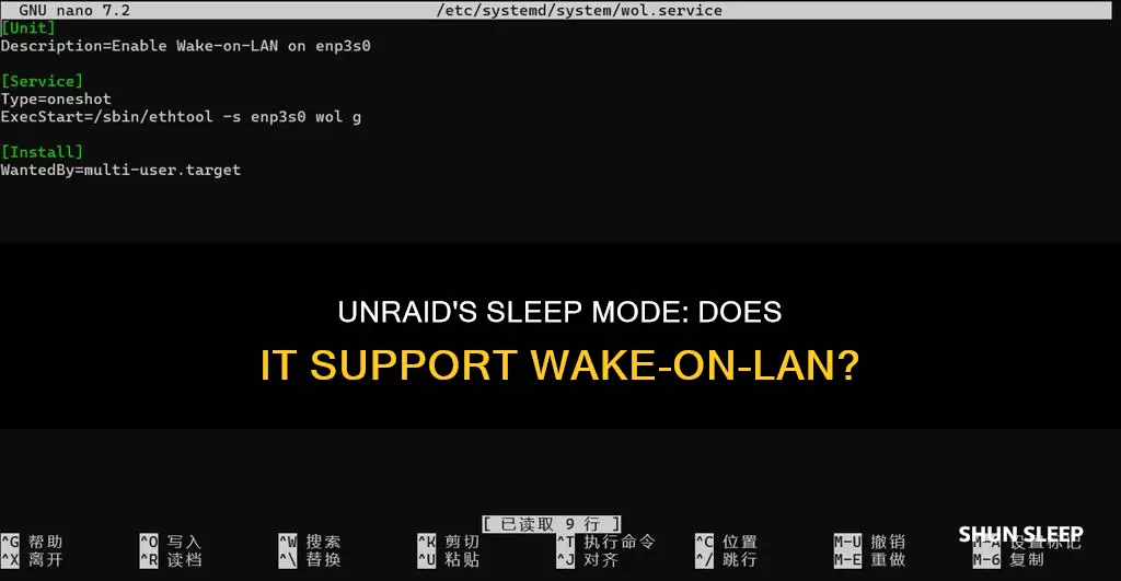 does unraid sleep and wake up on lan