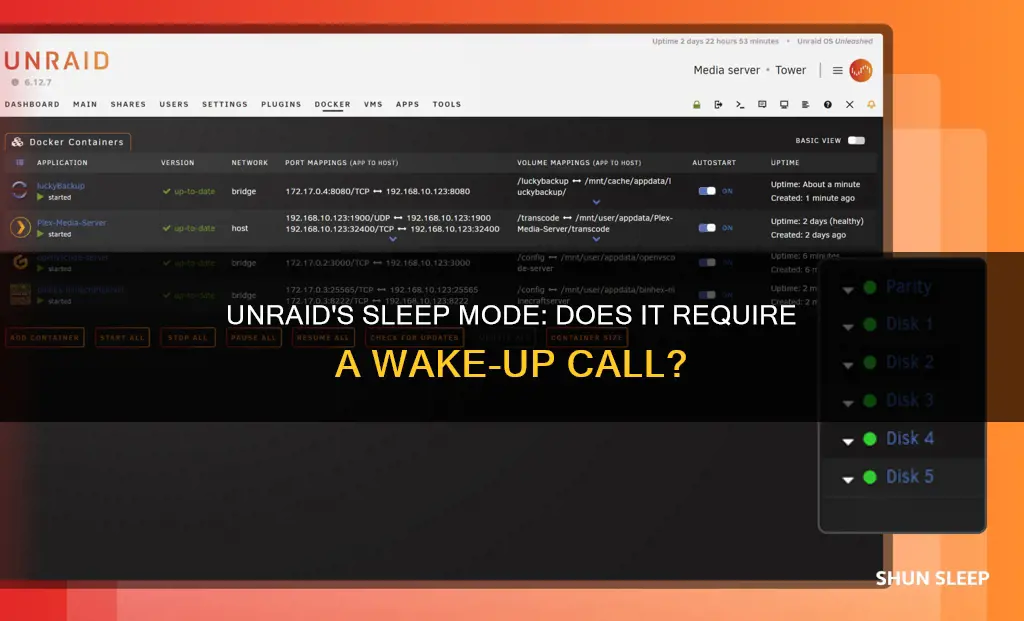 does unraid sleep and wake up