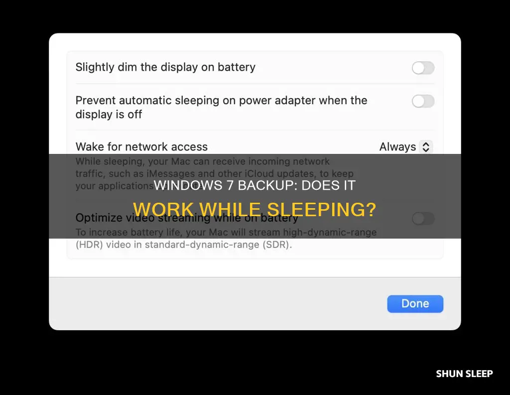 does windows 7 backup work when computer is sleeping
