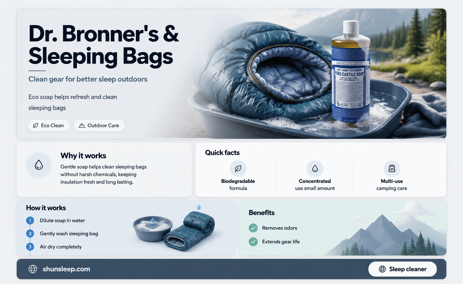 can dr bronners be used to wash down sleeping bag