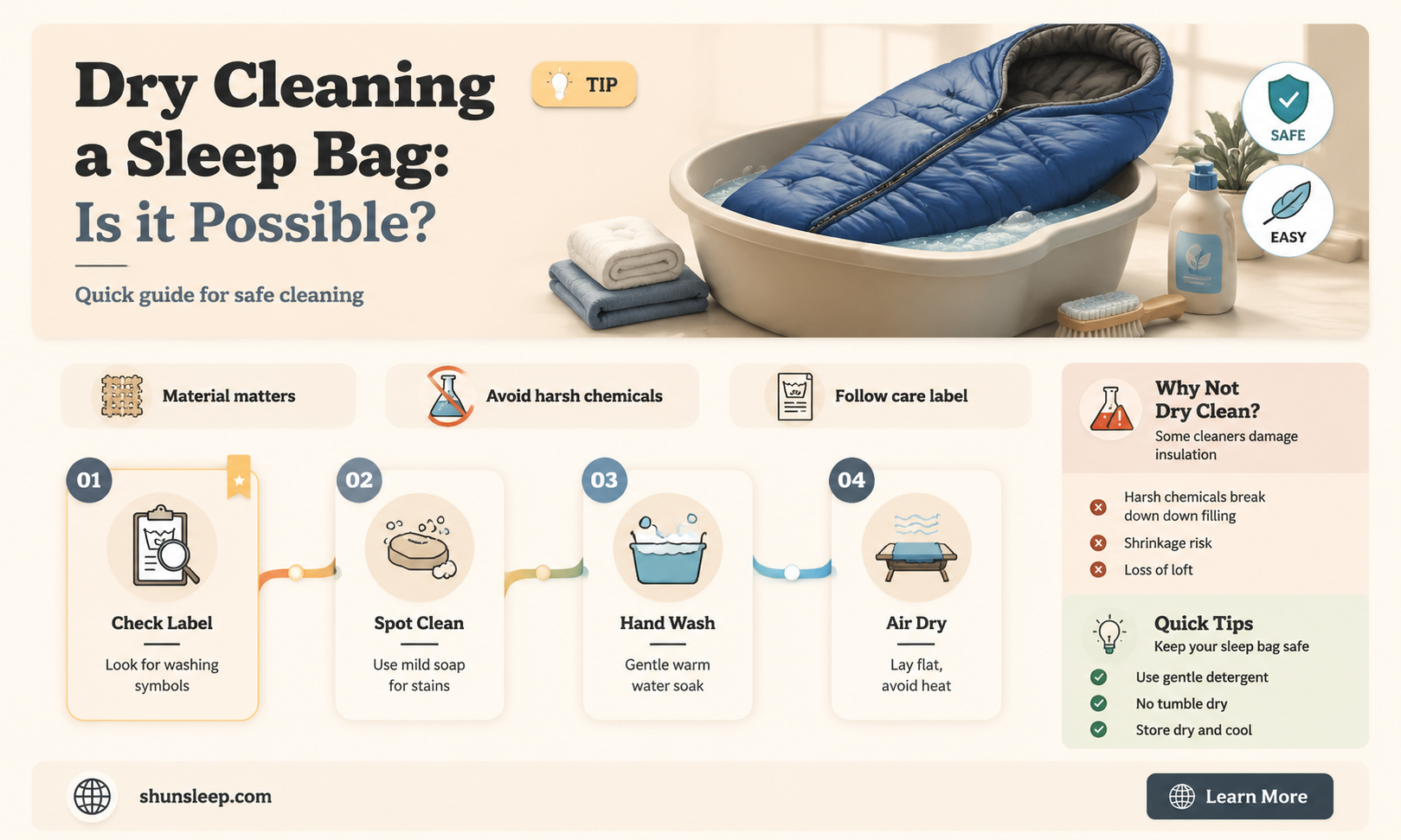 can a sleep bag be dry cleaned