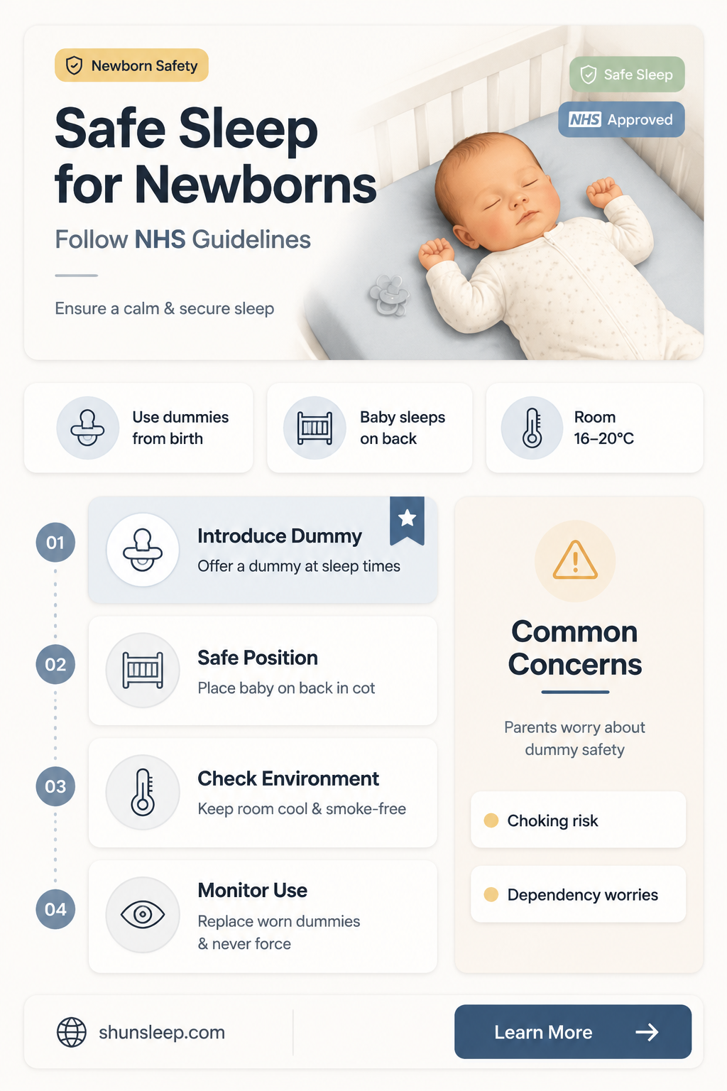 can a newborn sleep with a dummy nhs
