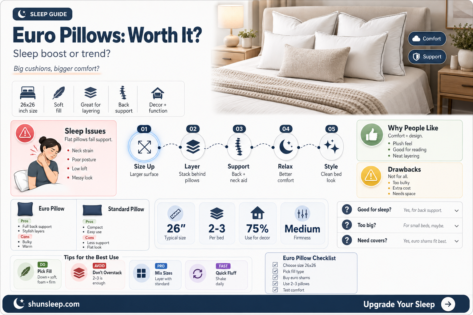 are euro pillows better to sleep on