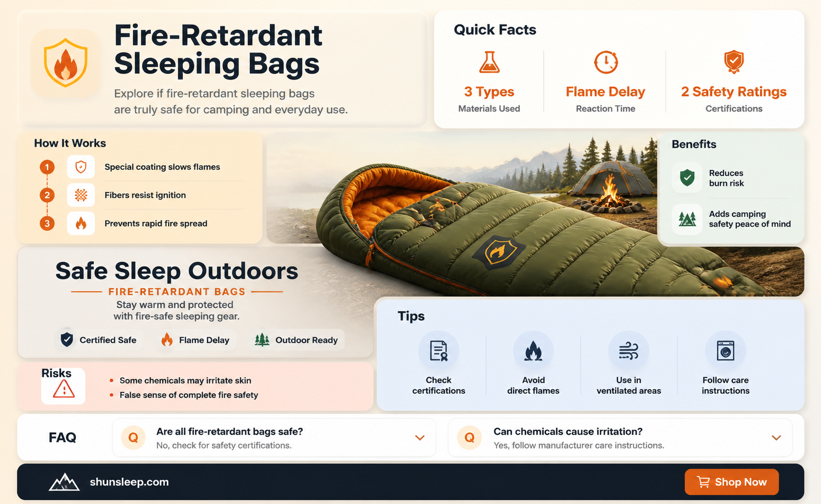 are sleeping bags fire retardant