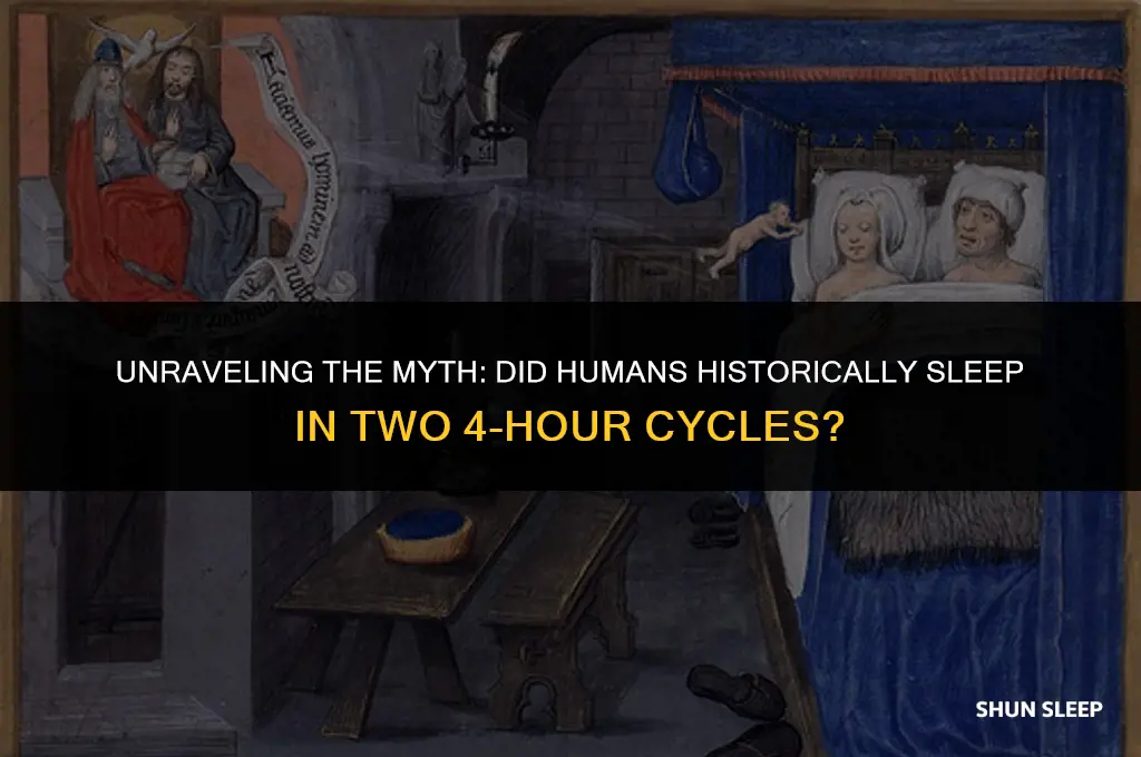 has humans historically slept two 4 hours sleep cycles