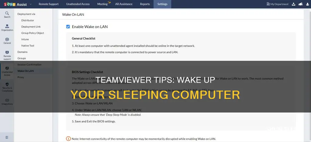 how can i use teamviewer if my computer is sleeping