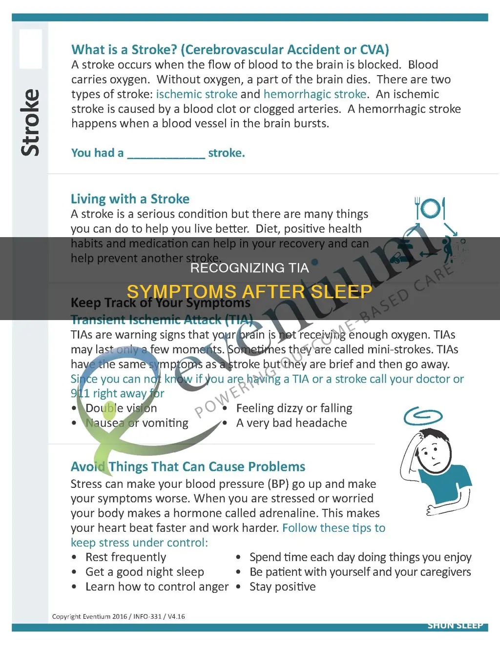 how can you tell if a tia happened during sleep