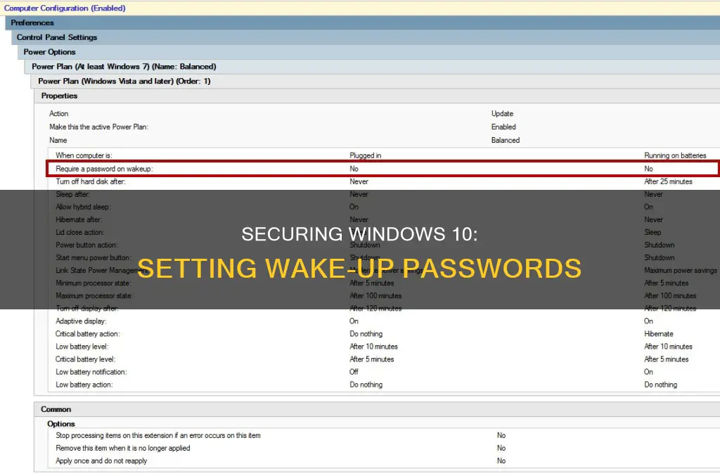 how do i set windows 10 wake from sleep password