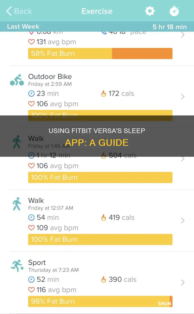 how do i use the sleep app on fitbit versa