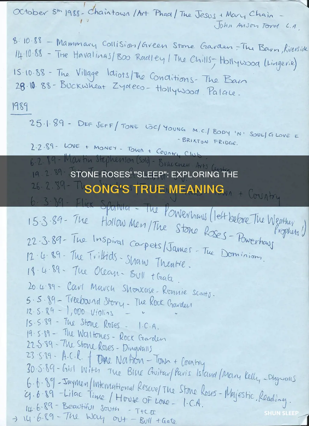 how do you sleep stone roses meaning