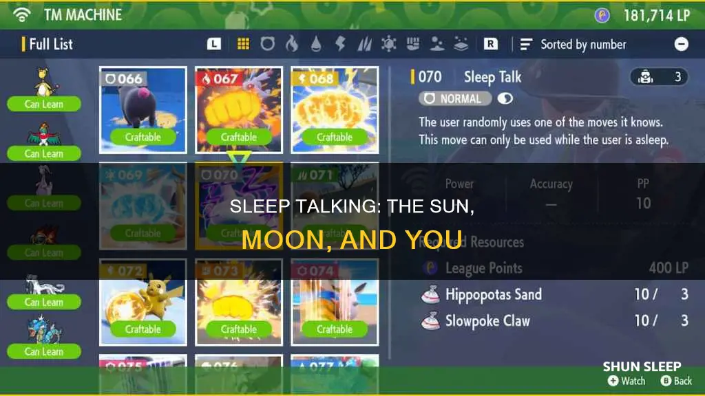 how does sleep talk work sun and moon