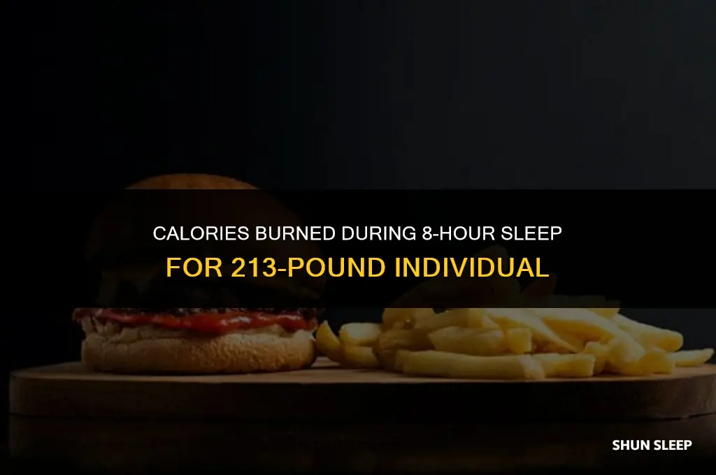 how many calories burned sleeping 8 hours if 213 pounds
