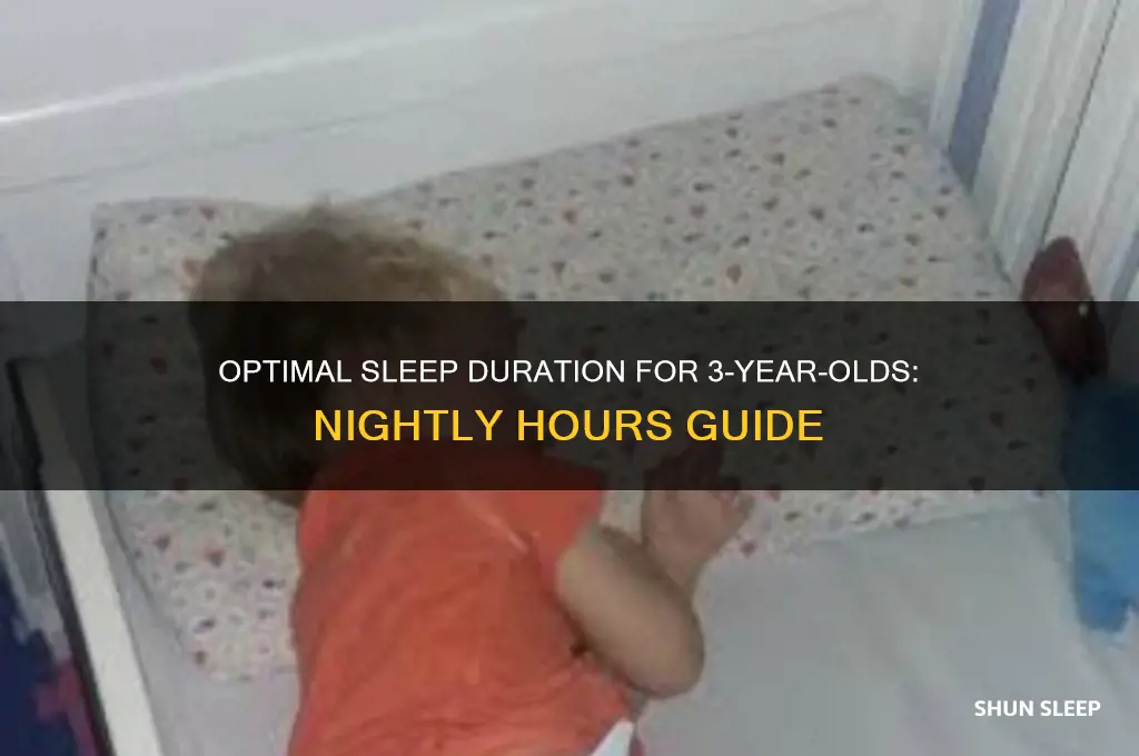 how many hours a night should 3 year old sleep