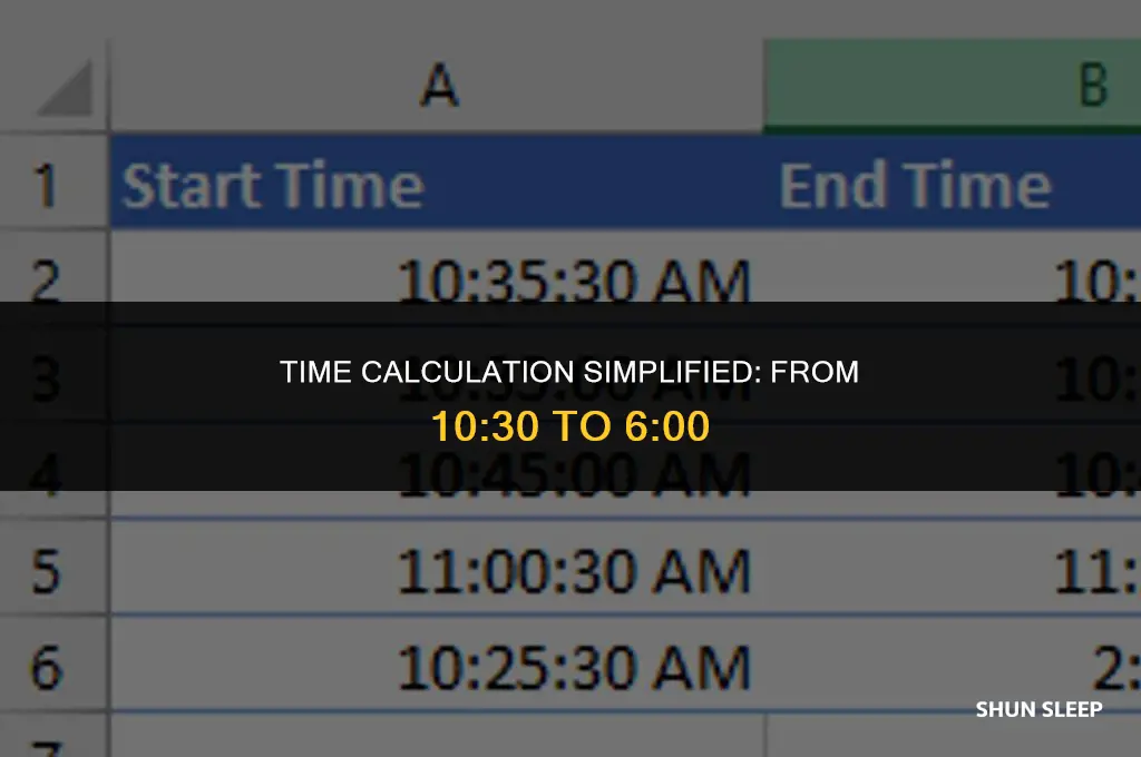 how many hours is 10 30 to 6