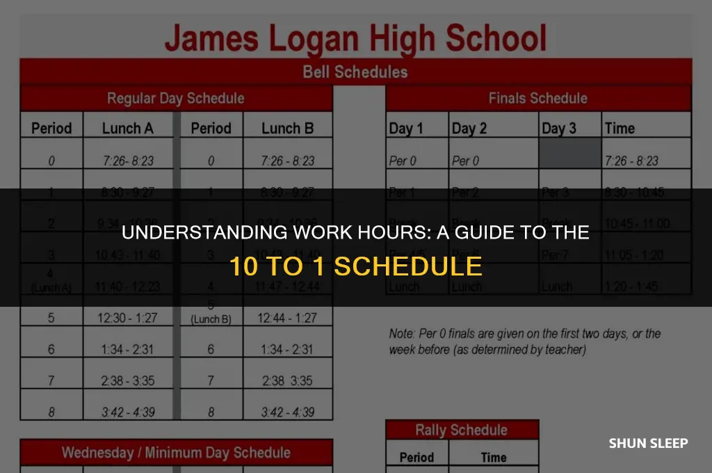 how many hours is 10 to 1