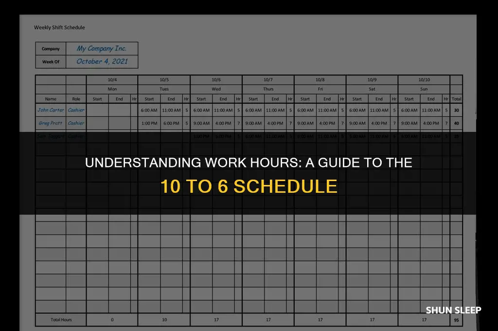 how many hours is 10 to 6
