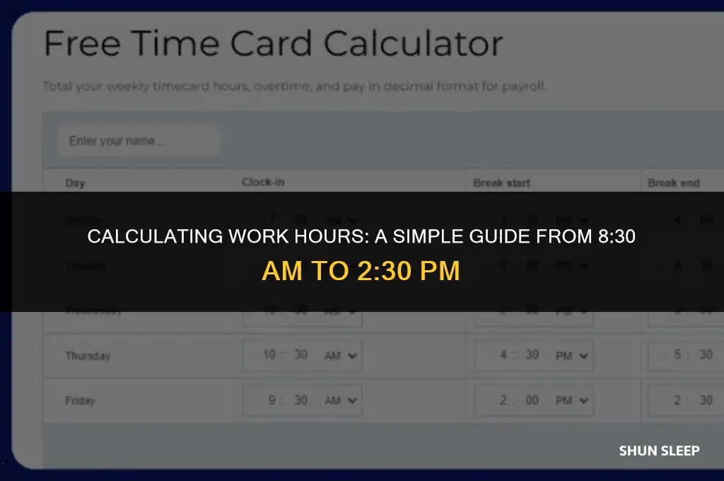 how many hours is 8 30 to 2 30
