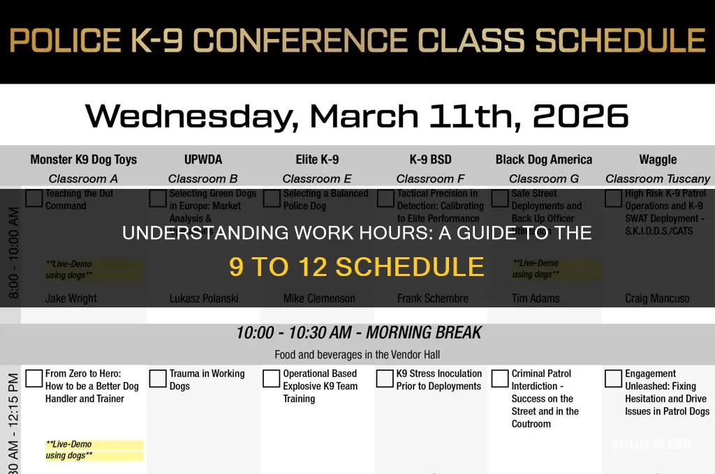 how many hours is 9 to 12