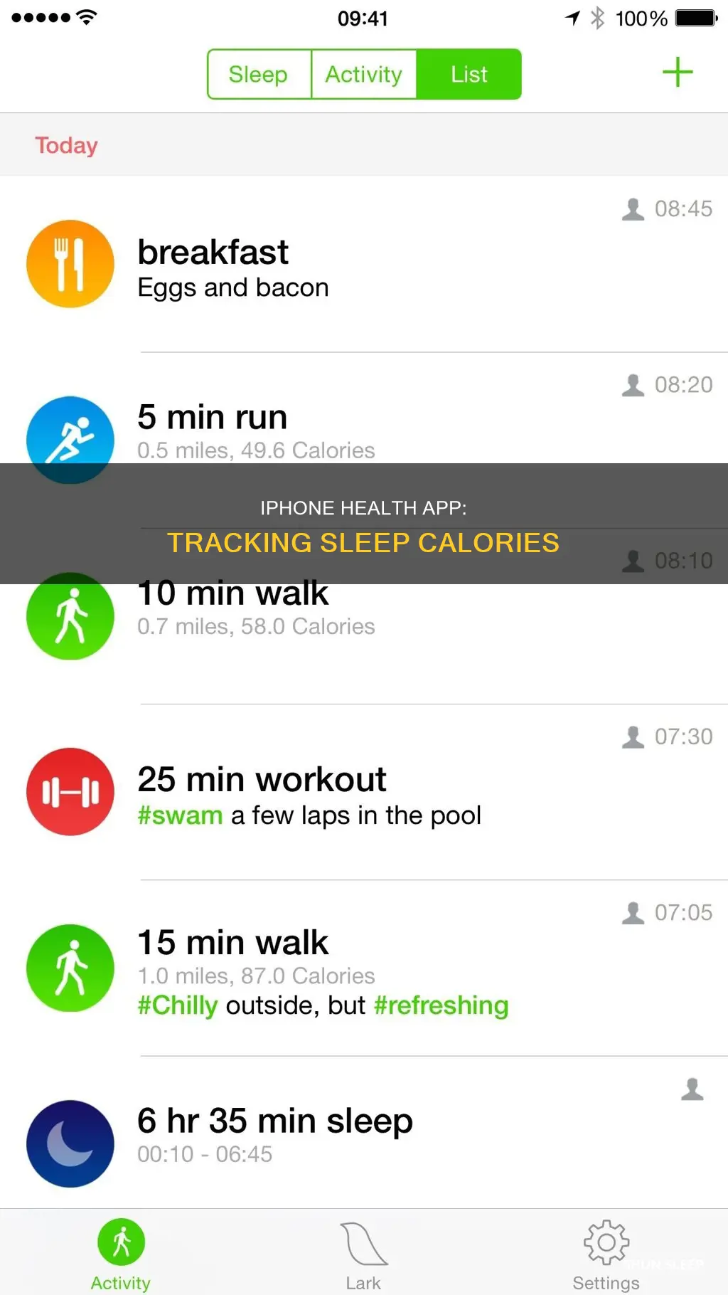 how the health app tracks calories on iphone during sleep