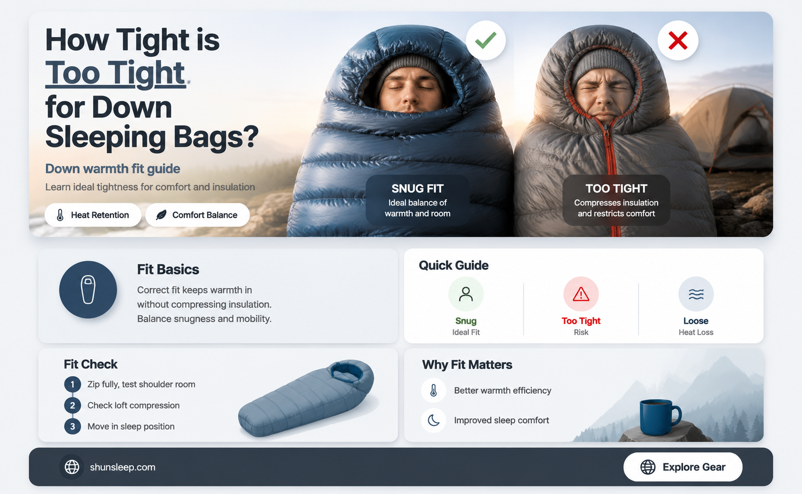 can down sleeping bag be packed too tight