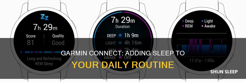 how to add sleep to my day on garmin connect