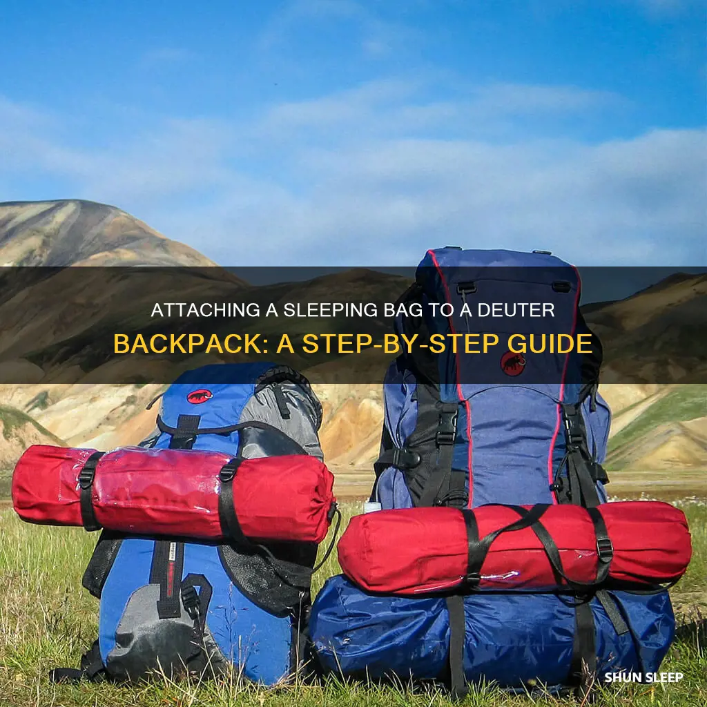 how to attach a sleeping bag to a deuter backpack