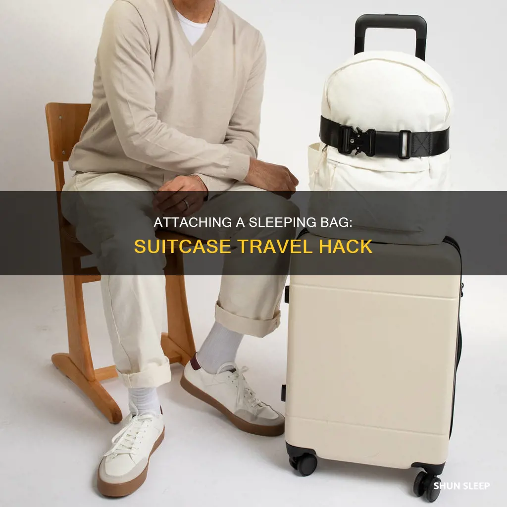 how to attach a sleeping bag to a suitcase